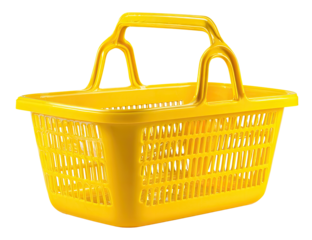 Bright yellow plastic shopping basket with handles (3)
