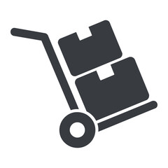 A simple graphic illustration of a hand truck carrying two boxes stacked on top of each other design vector