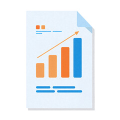 A business document featuring a bar graph and an upward trend arrow, indicating growth.