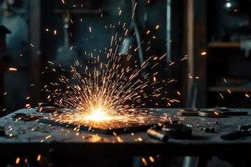 Metalwork Spark Show Cutting Edge Industrial Precision Light