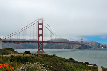 Golden Gate Bridge in San Francisco on a Cloudy Day