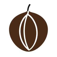 Brown oval shape with white lines and black stem vector