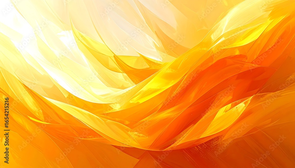 Poster abstract image featuring flowing waves of yellow and orange, creating a warm and dynamic design.