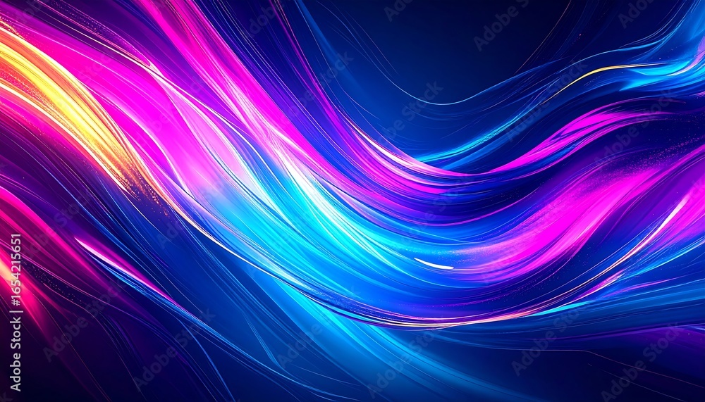 Aufkleber an abstract background with flowing lines of blue, pink, and yellow, creating a dynamic and vibrant 
