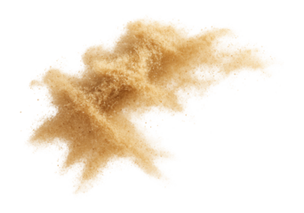 Flying sand particles suspended in the air.