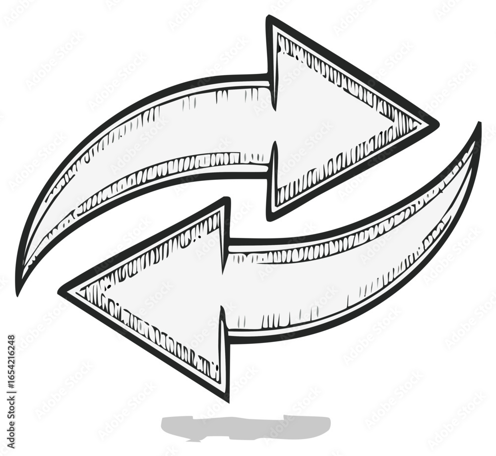 Aufkleber abstract hand drawn refresh arrows cycle loop exchange doodle