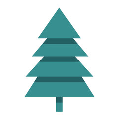 Fototapeta premium A simple teal christmas tree with four triangular layers and a rectangular trunk on white background vector