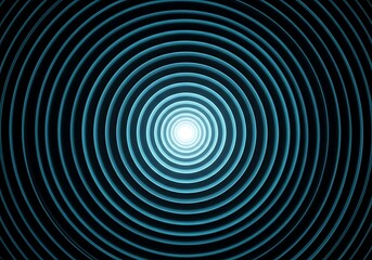 Abstract tunnel design with glowing blue rings, background illustration