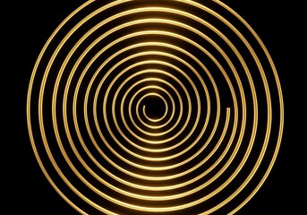Obraz premium Golden spiral design on black background, abstract pattern.