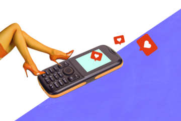 Trend artwork composite image 3D collage of sexy young lady leg wear pantyhose call telephone number get feedback heart notification like