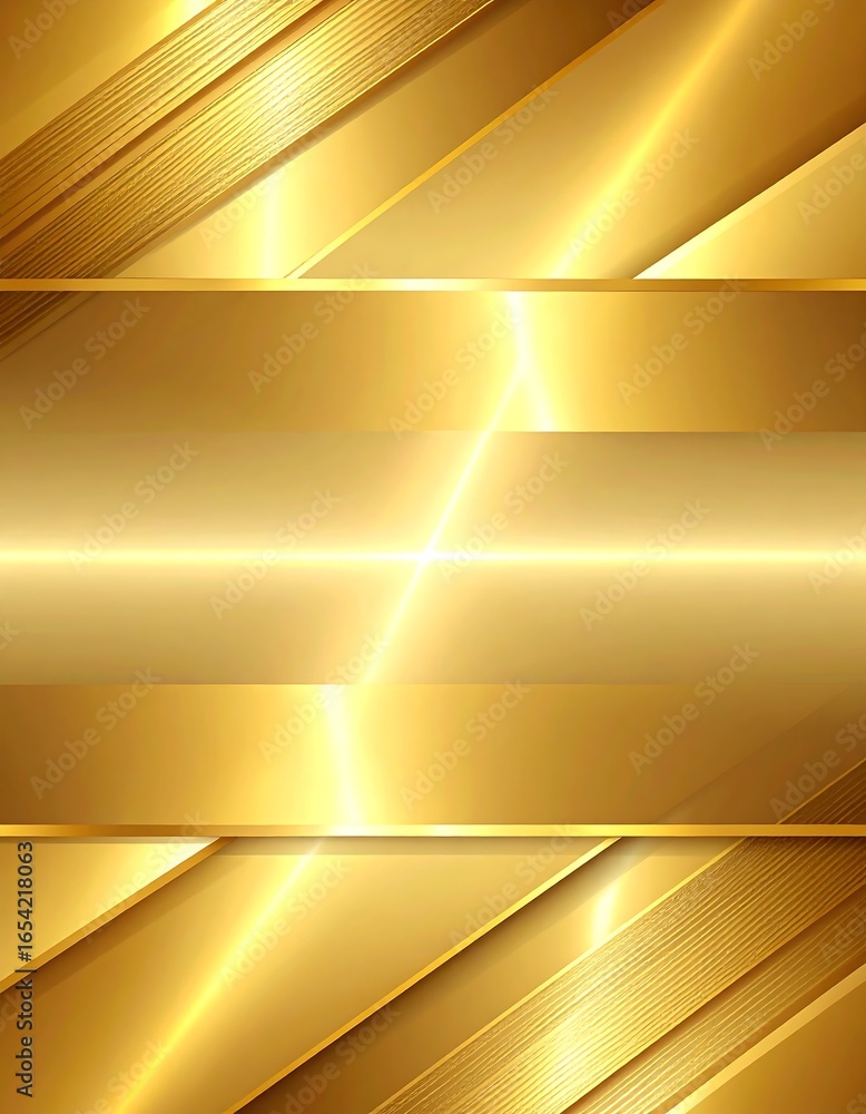 Poster luxury metallic golden background with lines and geometric patterns.