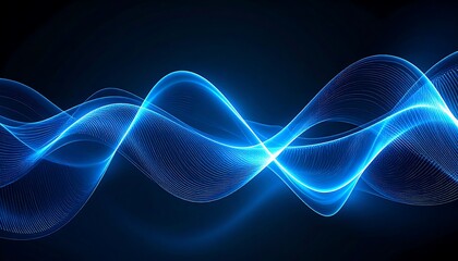 Luminous blue waves pattern on a dark background, representing energy flow.