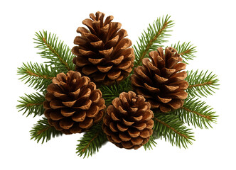 Fototapeta premium Winter pinecones with conifer branches.
