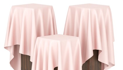 Three draped tables