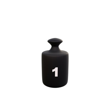 1 kg. weight of kilogram text isolated on white background. 3d render.