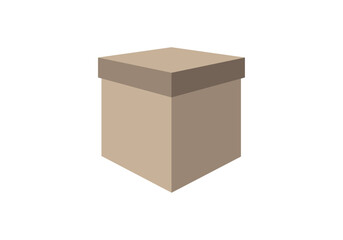 Caja de cartón cerrada en fondo blanco