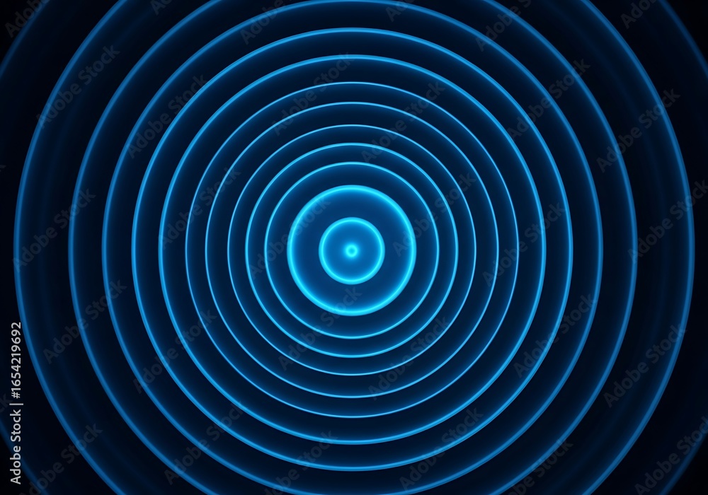 Poster abstract blue concentric circles, design element, background pattern