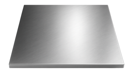 Rectangular sheet of brushed stainless steel with a smooth, reflective surface.