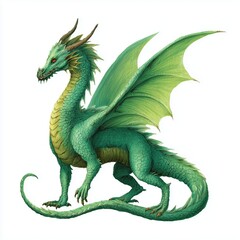 Obraz premium Majestic Green Dragon Illustration , PNG isolated cut out image