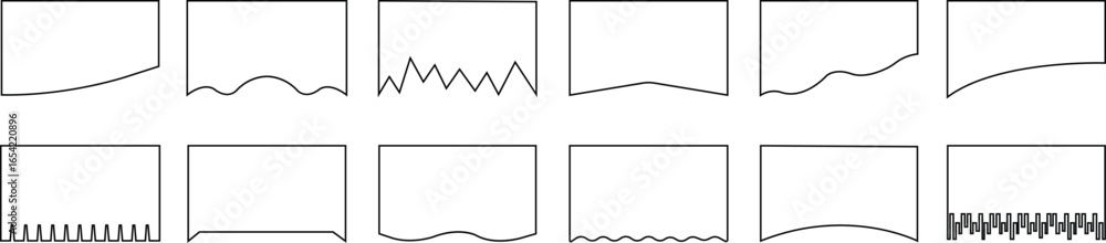 Poster black page border and edge shape icons set, vectors collection in outline styles, monochrome frame d