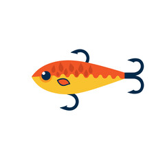 Colorful fishing lure designed as a fish with hooks  