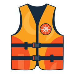 Bright orange safety vest with flotation features for water activities  