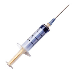 Fototapeta premium Medical syringe with a needle and markings on the barrel, isolated on transparent background