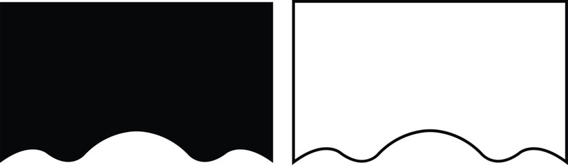 Black Page Border and Edge Shape Icons Set, Vectors Collection in flat, outline Styles, Monochrome Frame Divider, Abstract Corner Decoration, Creative Cutout Graphic Elements for Design Illustrations.