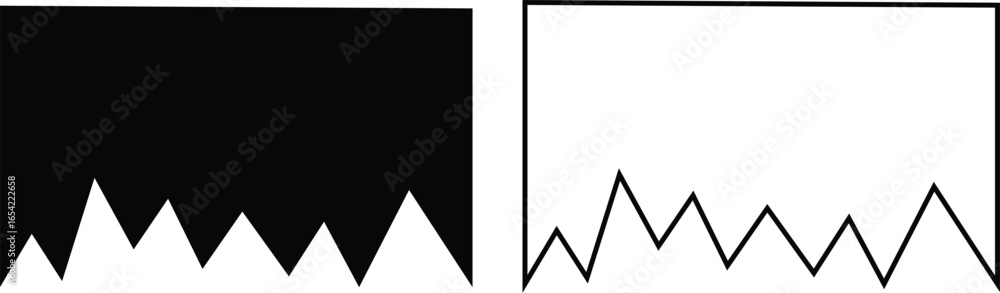 Poster black page border and edge shape icons set, vectors collection in flat, outline styles, monochrome f