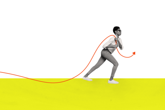 Sketch image artwork composite 3D photo collage of hardworking businesswoman do best achieve success motivated strong leader person - Powered by Adobe