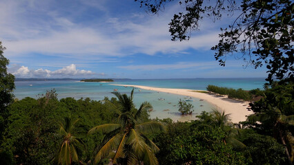Beautiful view of Nosy Iranja white tropical beach on Madagascar