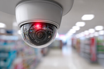 Security camera monitoring a retail store aisle