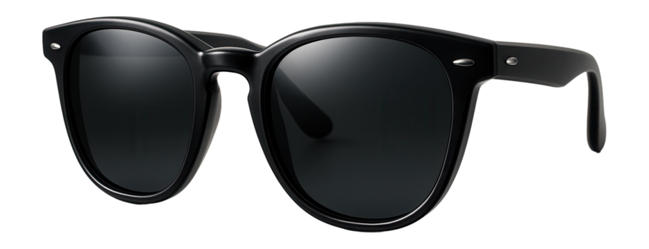 Classic black sunglasses with dark lenses.