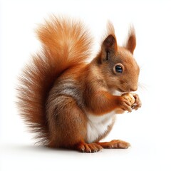Obraz premium Adorable Red Squirrel Eating a Nut , PNG isolated cut out image