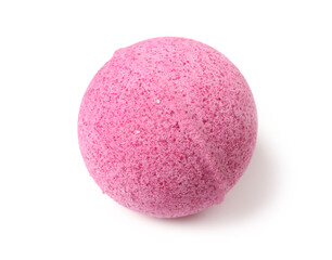 Pink bath bomb isolated on white background