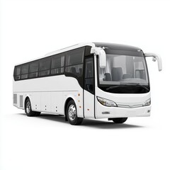 Elegant White Coach Bus - Modern Transportation , PNG isolated cut out image