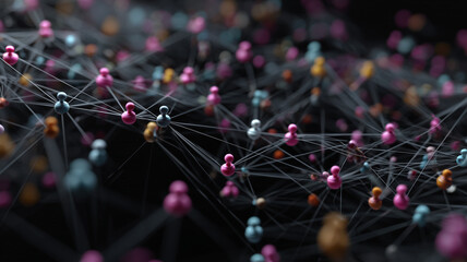 Network connections with colorful nodes