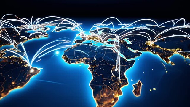 Global network map world connections