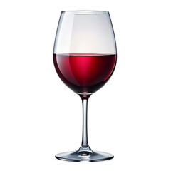 A clear glass filled with red wine, isolated on a transparent background