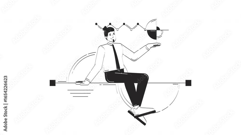 Poster data scientist in analytics hand drawn whiteboard sketch animation. insight-driven analyst. data vis