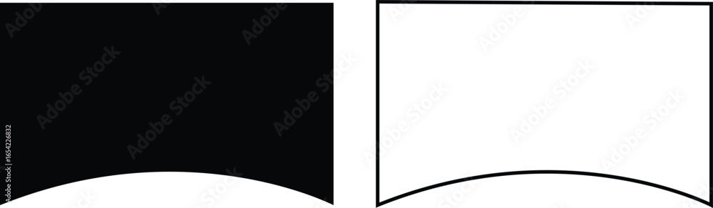 Poster black page border and edge shape icons set, vectors collection in flat, outline styles, monochrome f