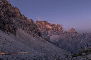 Tre Cime di Lavaredo Glowing in Evening Light, Italy