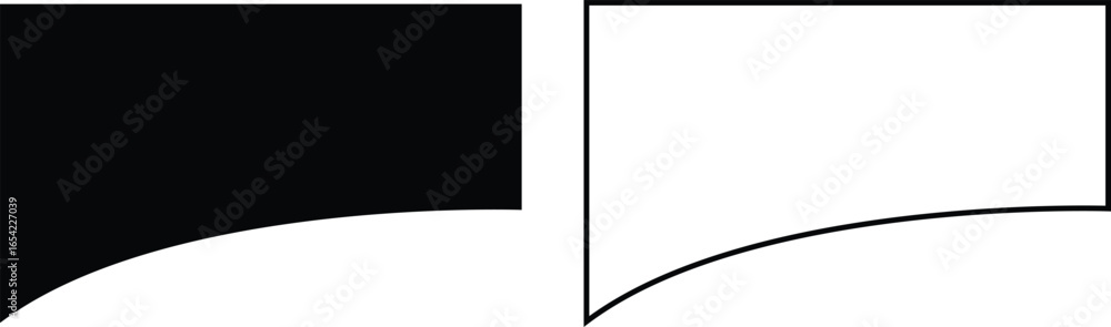 Poster black page border and edge shape icons set, vectors collection in flat, outline styles, monochrome f
