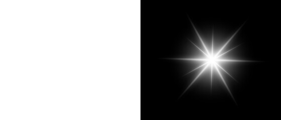 PNG White Star Sparkle Light, Shiny Glow Effect, Starlight Flare with Twinkle Particles,...