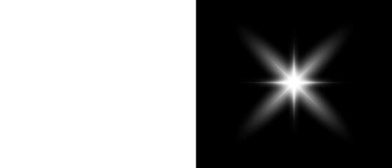 PNG Digital White Lens Flare with Star Glow and Beam on Transparent Background