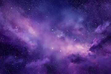Fototapeta premium Pink-Purple Gradient Nebula Night Sky with Twinkling Stars and Soft Clouds for Dreamy Digital Art or Social Media Designs