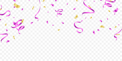 Amazing purple confetti background zigzag down for celebration. Vector illustration of festive decoration.