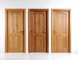 Three light brown wooden interior doors