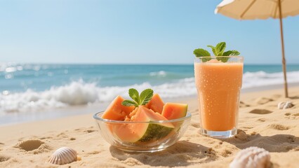 Iced juice on the beach