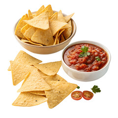 chips and salsa isolated on white